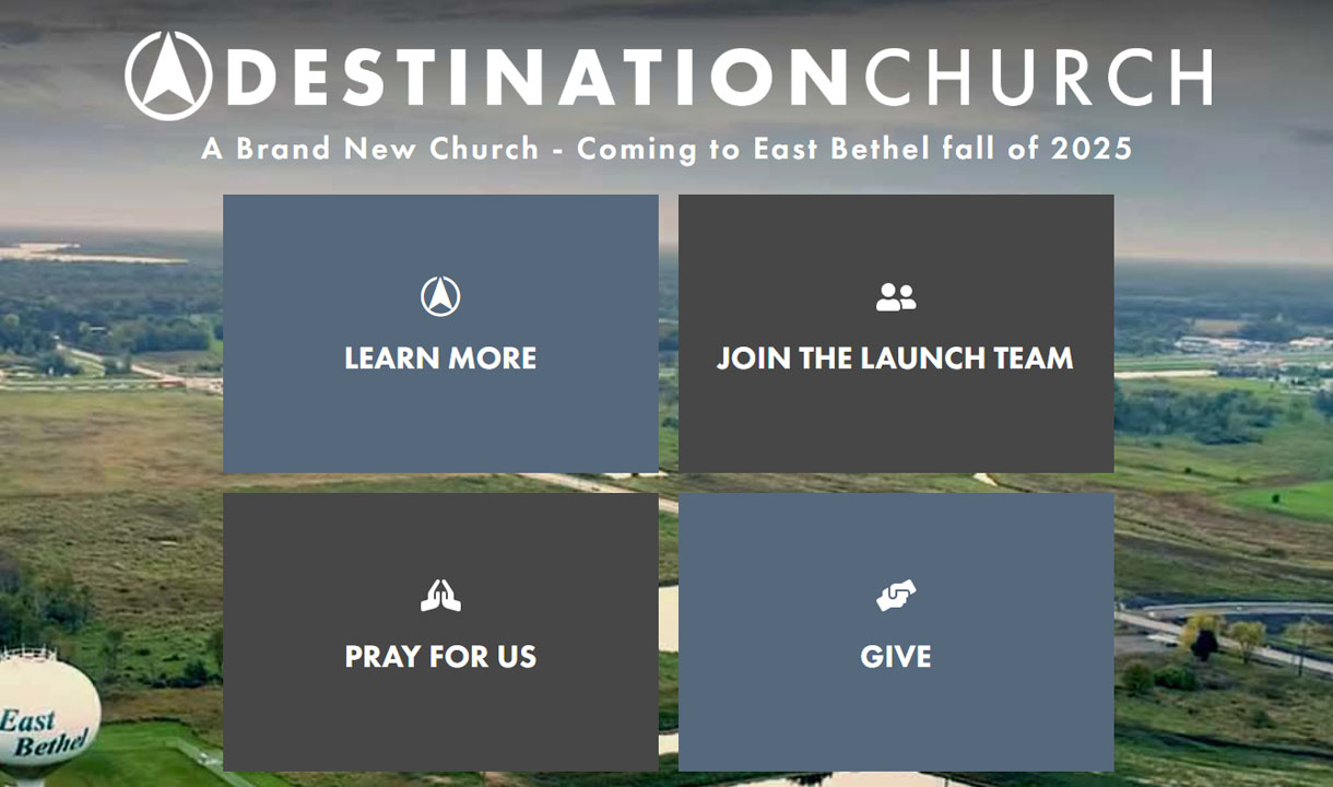 Destination Church launch-team page from summer 2025