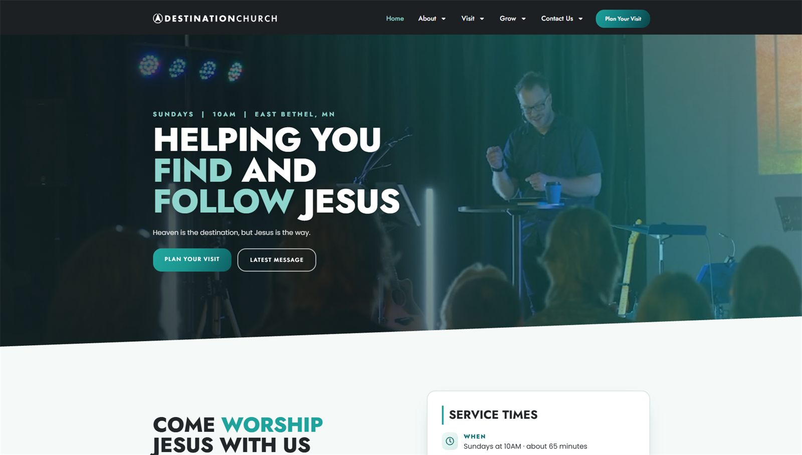 Destination Church website homepage, designed by Joel Mellor