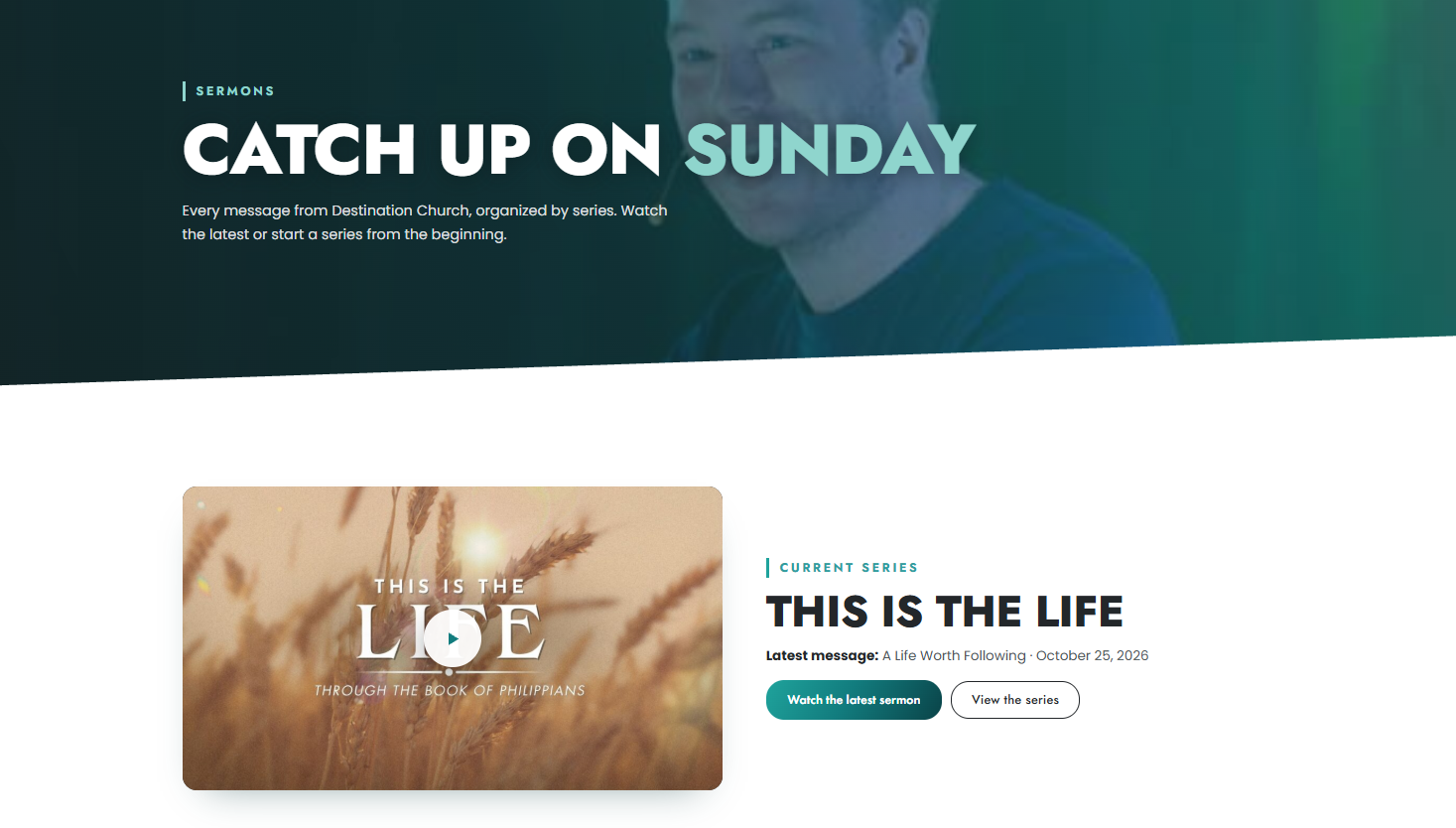 Sermon Studio sermons page listing recent messages