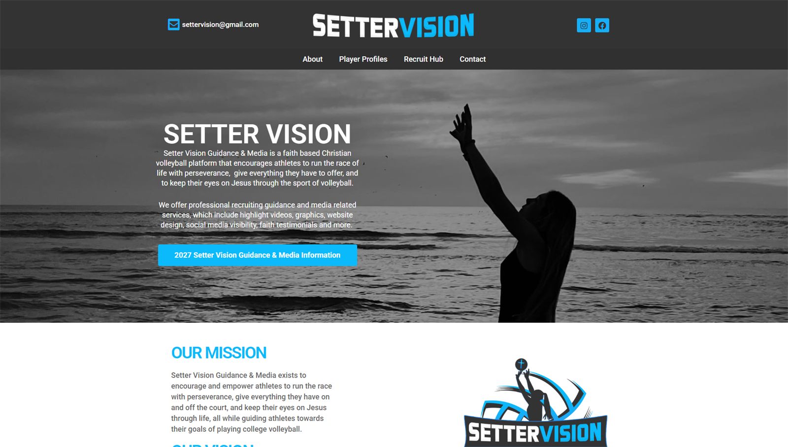 Setter Vision website homepage, designed by Joel Mellor